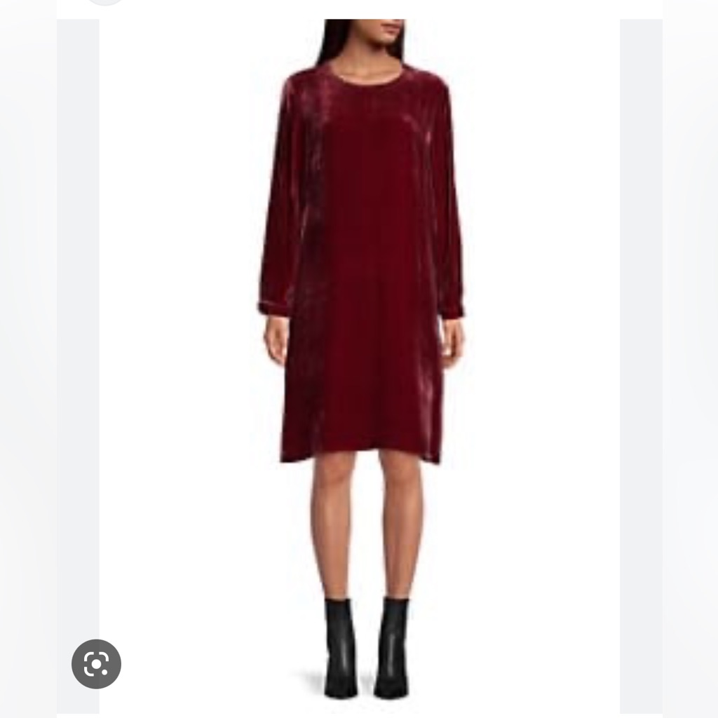 Nwt Eileen Fisher Velvet Long-Sleeve Dress